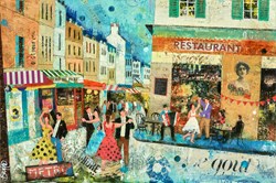 Bal Musette, Paris by Richard Burel - Original Painting on Stretched Canvas sized 24x16 inches. Available from Whitewall Galleries